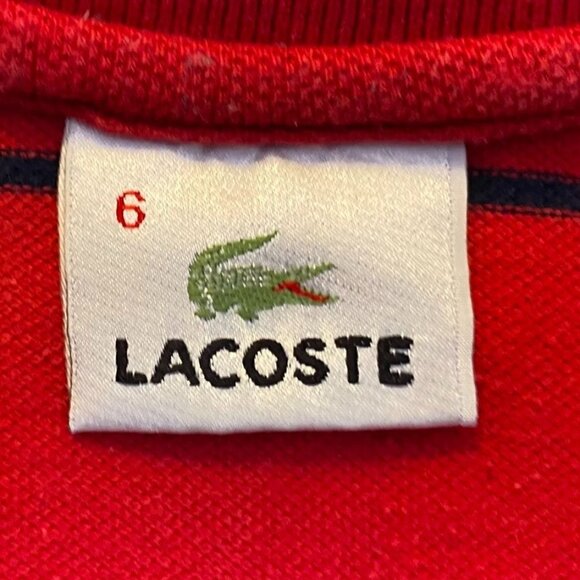 Lacoste Men's Polo Shirt Size XL (6) Red & Navy Striped Short Sleeve Cotton Clas - Picture 3 of 9